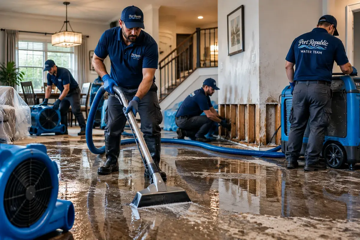 Interior moisture cleanup and drying equipment